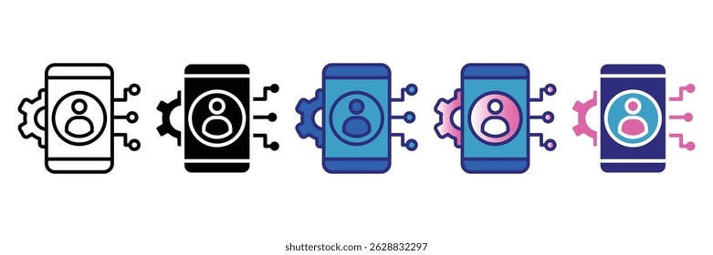 Mobile Crm Icon Set Multiple Style Collection