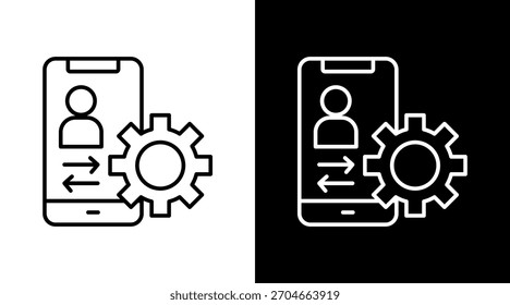 Diseño de conjunto de iconos blanco de crm móvil
