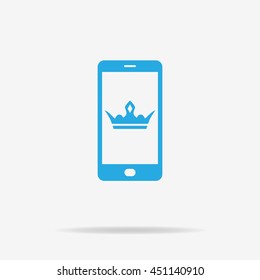 Mobile crown icon. Vector concept illustration for design.