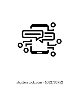 Mobile Crypto Protection Icon with smart phone. Modern computer network technology sign. Digital graphic symbol. Blockchain technology. Concept design elements.