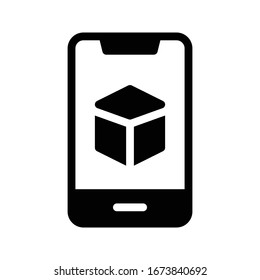 mobile with cube vector glyph flat icon 