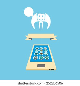 mobile customer service flat design with icons
