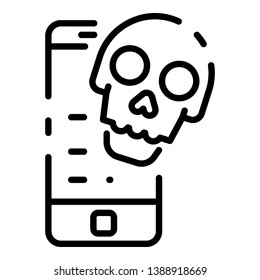 Mobile cyber attack icon. Outline mobile cyber attack vector icon for web design isolated on white background