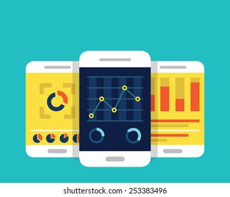 Mobile dashboards with analytics information - vector illustration 