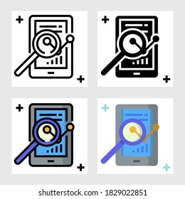 Mobile data analysis icon vector design in filled, thin line, outline and flat style.