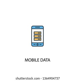 mobile data concept 2 colored line icon. Simple yellow and blue element illustration. mobile data concept outline symbol design