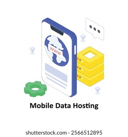 Mobile Data Hosting isometric Colored illustration. EPS File stock illustration