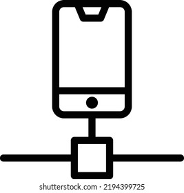 Mobile Data Icon With Outline Style, Networking Sign And Symbol Isolated On White Background