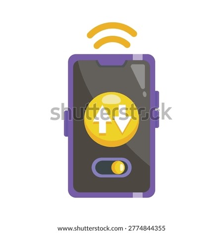 Mobile data icon vector, smartphone mobile transfer arrows wireless sync icon, smartphone with data transfer signal vector illustration