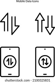 iconos de datos móviles aislados en fondo blanco. icono de datos móviles moderno y moda símbolo de datos móviles para logotipo, web, app, UI. icono de datos móviles signo simple. 