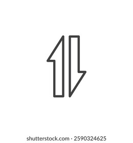 Mobile Data line icon. linear style sign for mobile concept and web design. A signal bar with an upward arrow outline vector icon. Internet access symbol, logo illustration. Vector graphics