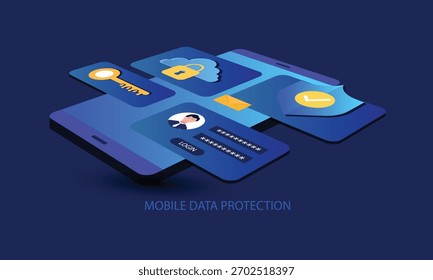 Conceito de vetor isométrico de proteção de dados móveis
