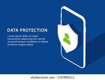 Mobile data protection. Privacy protection in isometry. Modern web pages for web sites.