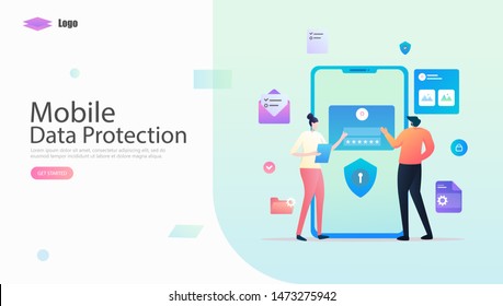 Mobile Data Protection Vector Illustration Concept, Suitable for web landing page, ui, mobile app, editorial design, flyer, banner, and other related occasion