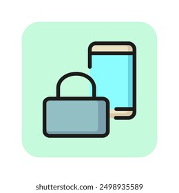 Mobile data safety line icon. Smartphone and padlock. Data protection concept. Can be used for topics like digital, technology, identification, privacy