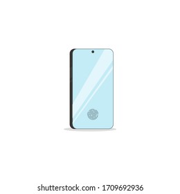 Mobile data security concept. Smartphone with fingerprint scanner. Internet security. Fingerprint access password, fingerprint on smartphone screen, data protection. Vector illustration