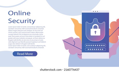 Mobile data security vector illustration. Online protection system concept with smartphone and archived verification code. Secure transfer or password transaction via the internet.
