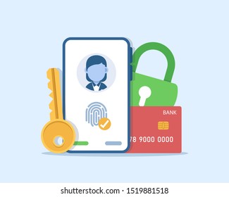 Mobile Data Security,Concepts Mobile Payments,Secure Payment, Personal Information Security, Account Protection Design Concept For Landing Page