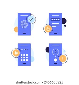 Mobile data security,Secure payment, personal information security, account protection design concept for landing page