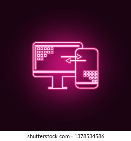 mobile data synchronization icon. Elements of Web Development in neon style icons. Simple icon for websites, web design, mobile app, info graphics