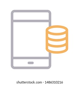 mobile database colour line vector icon