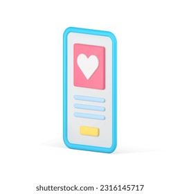 Mobile dating app remotely meetup romantic communication service isometric 3d icon realistic vector illustration. Smartphone date application relationship search love flirt social network technology