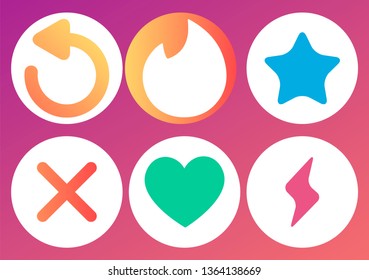 Mobile Dating App  UI and UX Alternative Trendy Concept Vector. Dating icons Isolated on  Background. 