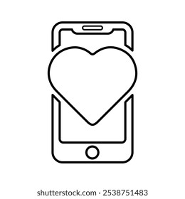 Mobile Dating Icon Line Gráficos vetoriais