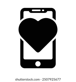 Mobile Dating Icon, Vector Graphics