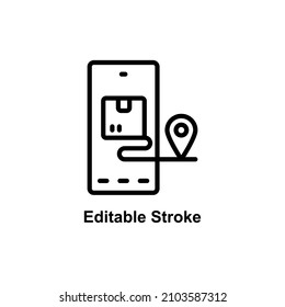 mobile delivery icon designed in outline style in editable stroke for mobile app icon theme