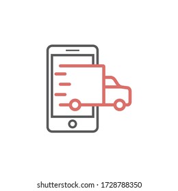 Mobile Delivery line icon. Vector signs for web graphics.