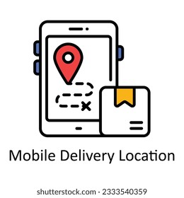 Mobile Delivery Location Filled Outline Icon Design illustration. Map and Navigation Symbol on White background EPS 10 File
