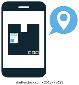 Mobile delivery navigation icon vector for route tracking, order location, and shipment guide. Ideal for courier path, delivery progress, and logistics map system illustration.