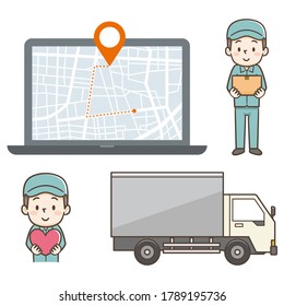 repartidor de seguimiento de entrega móvil con mapa de fondo ilustración vectorial plana para web y presentación