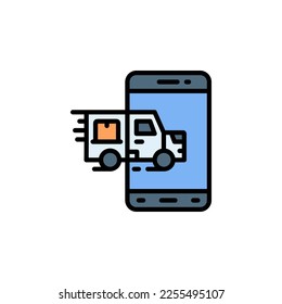 mobile delivery vector icon filled line style. Perfect for website, application, commerce, presentation, logo and more. simple and modern color outline icon