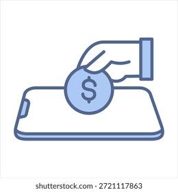 Ilustración vectorial de icono azul de depósito móvil