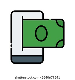 Mobile Deposit Vector Icon for Remote Bank Check Upload. Digital deposit illustration, smartphone transaction concept