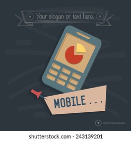 Mobile design on blackboard background,clean vector