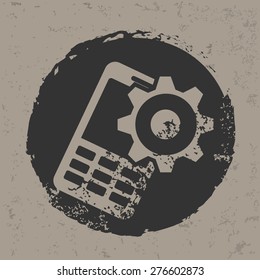 Mobile design on grunge background, grunge vector