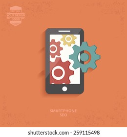 Mobile design on orange  background,clean vector