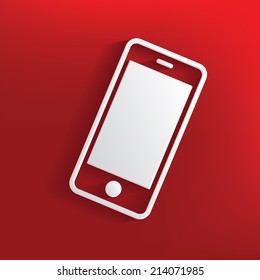 Mobile design on red background,clean vector