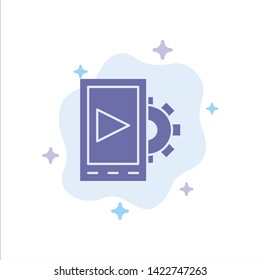 Mobile, Design, Setting Blue Icon on Abstract Cloud Background
