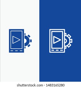 Mobile, Design, Setting Line and Glyph Solid icon Blue banner Line and Glyph Solid icon Blue banner