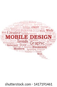 Mobile Design word cloud. Wordcloud made with text only.