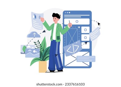 Mobile Designer Illustration concept on white background