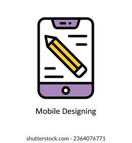 Mobile Designing vector Filled outline Icon Design illustration. Graphic Design Symbol on White background EPS 10 File
