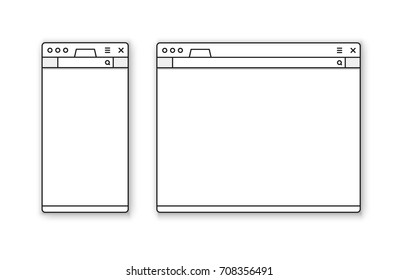 Mobile and desktop browser mockup vector set