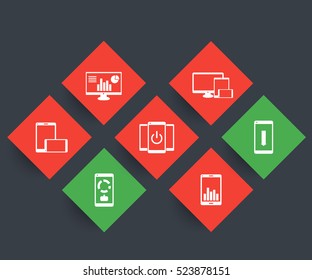 Mobile, Desktop Business App, Phone, Tablet, Smartphone Icons