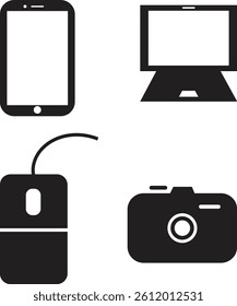 mobile, desktop, mouse and camera icon