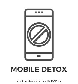 Mobile Detox Thin Line Vector Icon Isolated on the White Background.